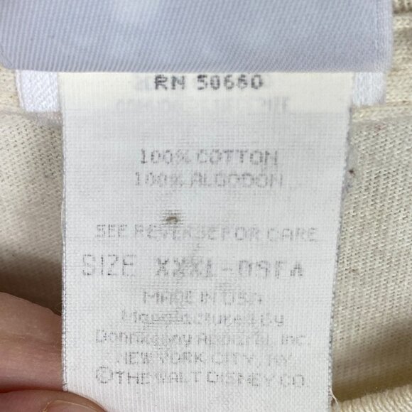 Vintage Mickey & Co Tee Off White Size XXXL Crew Neck‎ Cotton USA Cream T-Shirt - Picture 7 of 14